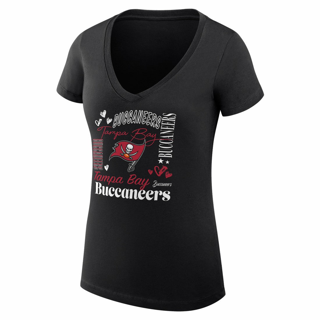 Tampa Bay Buccaneers G-III 4Her by Carl Banks Women's Super-Slim Fit Lightweight Collage Team V-Neck T-Shirt - Black cheap