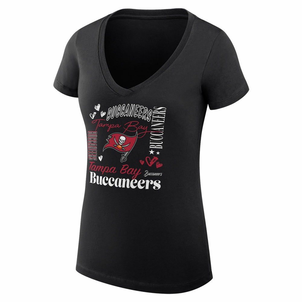 Tampa Bay Buccaneers G-III 4Her by Carl Banks Women's Super-Slim Fit Lightweight Collage Team V-Neck T-Shirt - Black cheap