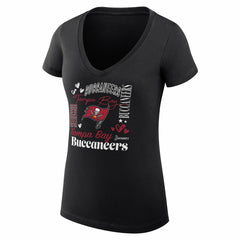 Tampa Bay Buccaneers G-III 4Her by Carl Banks Women's Super-Slim Fit Lightweight Collage Team V-Neck T-Shirt - Black cheap