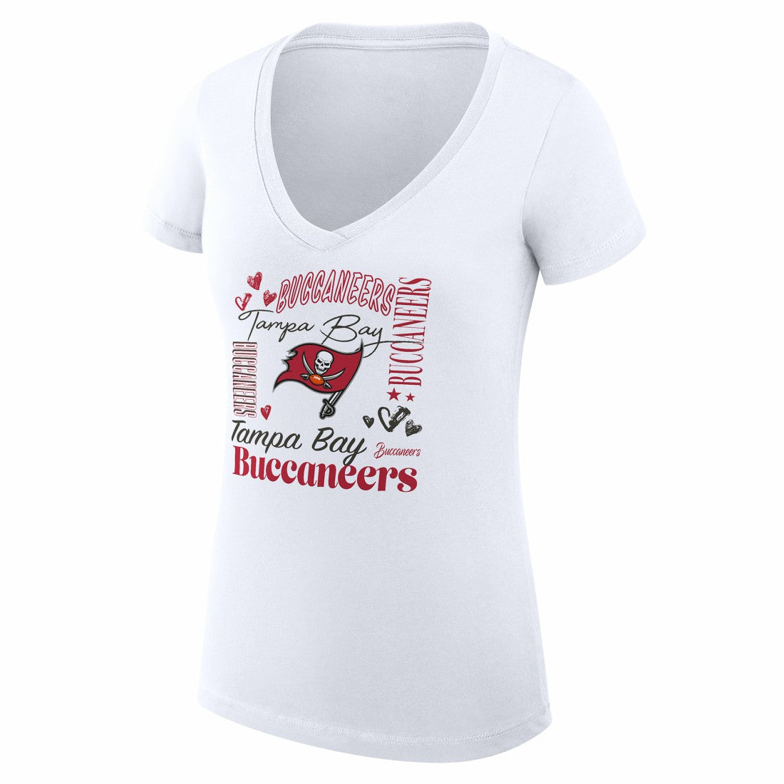 Tampa Bay Buccaneers G-III 4Her by Carl Banks Women's Super-Slim Fit Lightweight Collage Team V-Neck T-Shirt - White sale