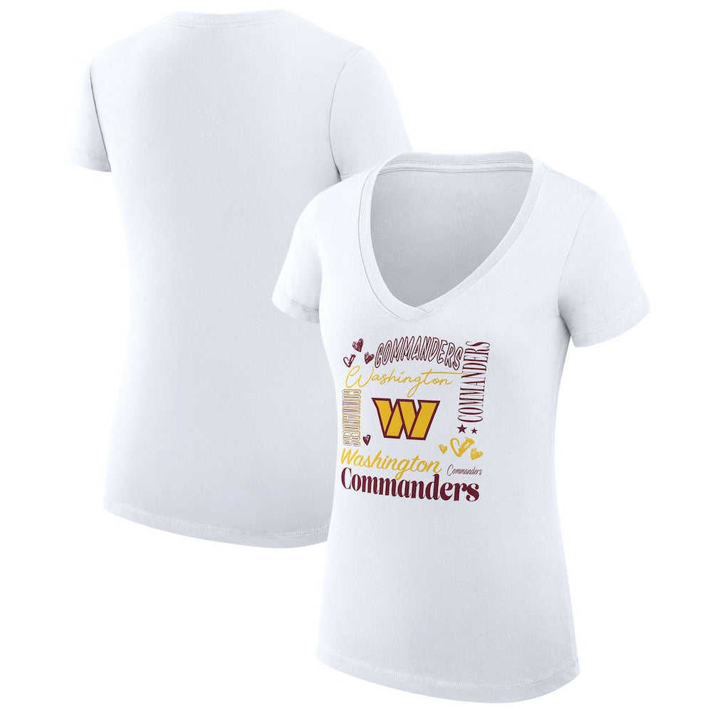 Washington Commanders G-III 4Her by Carl Banks Women's Super-Slim Fit Lightweight Collage Team V-Neck T-Shirt - White outlet