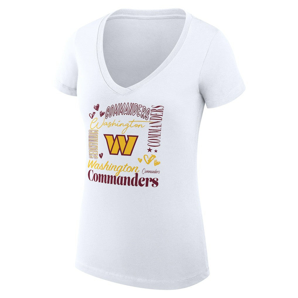 Washington Commanders G-III 4Her by Carl Banks Women's Super-Slim Fit Lightweight Collage Team V-Neck T-Shirt - White outlet
