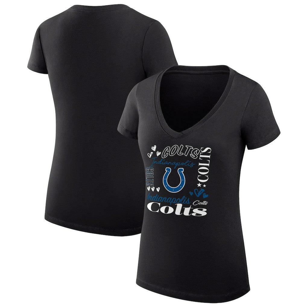 Indianapolis Colts G-III 4Her by Carl Banks Women's Super-Slim Fit Lightweight Collage Team V-Neck T-Shirt - Black online