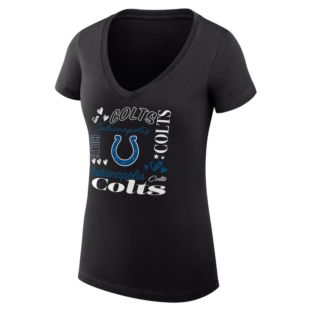 Indianapolis Colts G-III 4Her by Carl Banks Women's Super-Slim Fit Lightweight Collage Team V-Neck T-Shirt - Black online