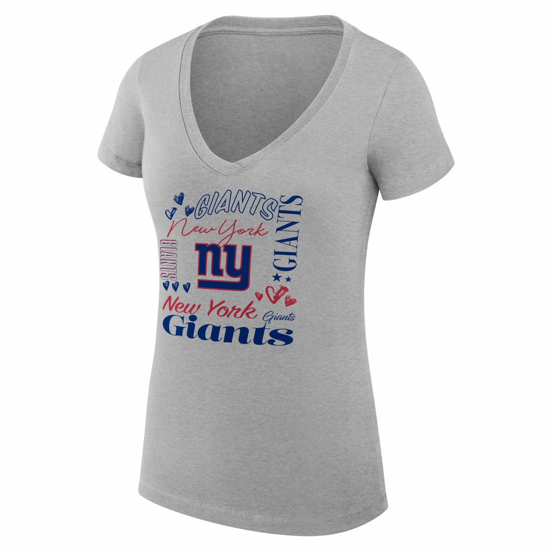 New York Giants G-III 4Her by Carl Banks Women's Super-Slim Fit Lightweight Collage Team V-Neck T-Shirt - Heather Gray for sale