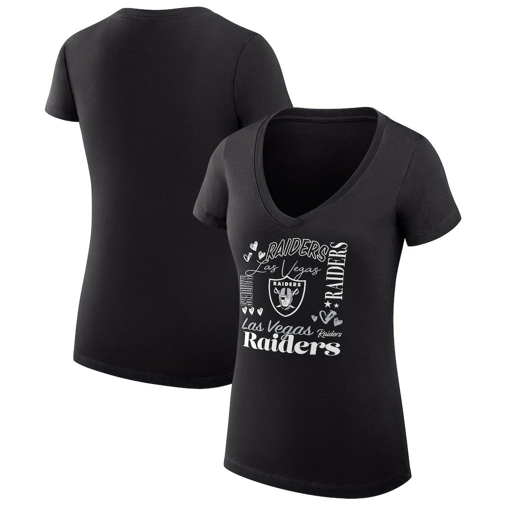 Las Vegas Raiders G-III 4Her by Carl Banks Women's Super-Slim Fit Lightweight Collage Team V-Neck T-Shirt - Black online