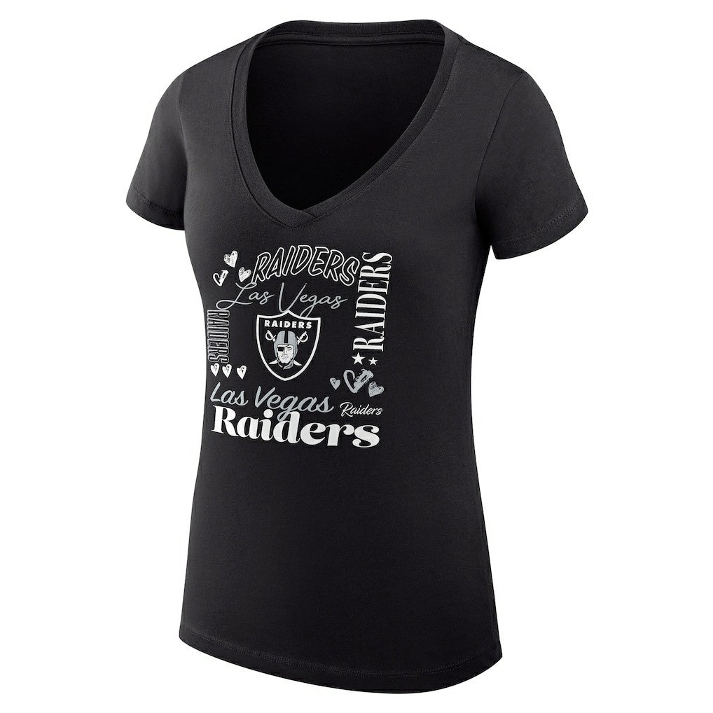 Las Vegas Raiders G-III 4Her by Carl Banks Women's Super-Slim Fit Lightweight Collage Team V-Neck T-Shirt - Black online