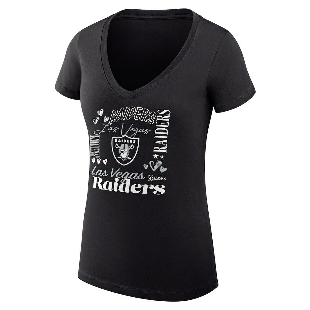 Las Vegas Raiders G-III 4Her by Carl Banks Women's Super-Slim Fit Lightweight Collage Team V-Neck T-Shirt - Black online