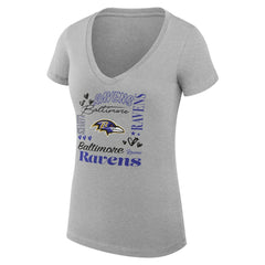 Baltimore Ravens G-III 4Her by Carl Banks Women's Super-Slim Fit Lightweight Collage Team V-Neck T-Shirt - Heather Gray sale