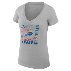 Buffalo Bills G-III 4Her by Carl Banks Women's Super-Slim Fit Lightweight Collage Team V-Neck T-Shirt - Heather Gray online