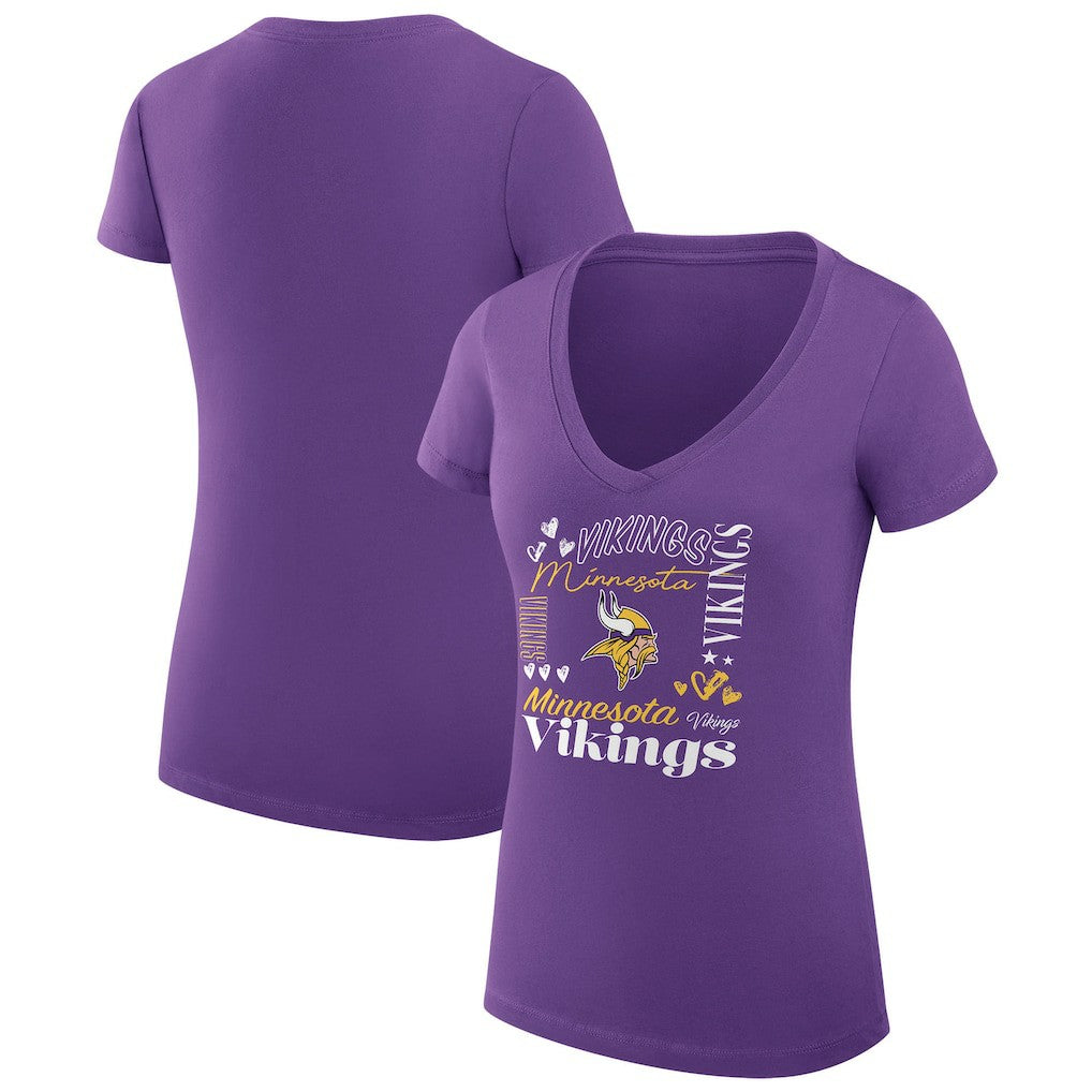 Minnesota Vikings G-III 4Her by Carl Banks Women's Super-Slim Fit Lightweight Collage Team V-Neck T-Shirt - Purple sale