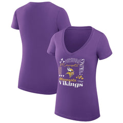 Minnesota Vikings G-III 4Her by Carl Banks Women's Super-Slim Fit Lightweight Collage Team V-Neck T-Shirt - Purple sale