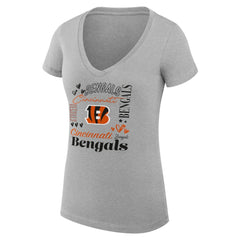 Cincinnati Bengals G-III 4Her by Carl Banks Women's Super-Slim Fit Lightweight Collage Team V-Neck T-Shirt - Heather Gray outlet
