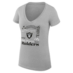 Las Vegas Raiders G-III 4Her by Carl Banks Women's Super-Slim Fit Lightweight Collage Team V-Neck T-Shirt - Heather Gray for sale