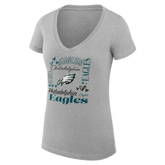 Philadelphia Eagles G-III 4Her by Carl Banks Women's Super-Slim Fit Lightweight Collage Team V-Neck T-Shirt - Heather Gray discount