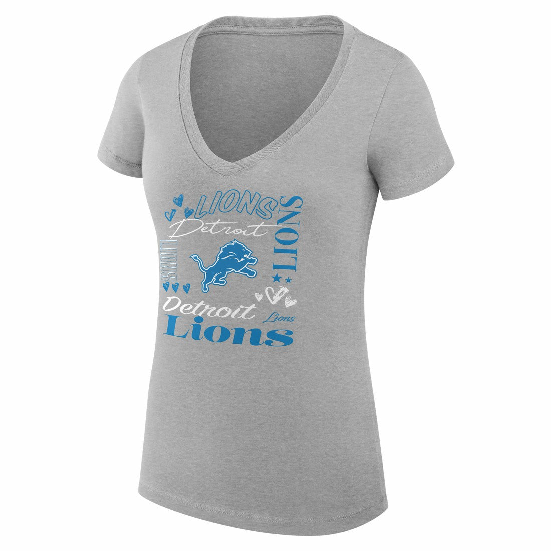 Detroit Lions G-III 4Her by Carl Banks Women's Super-Slim Fit Lightweight Collage Team V-Neck T-Shirt - Heather Gray cheap