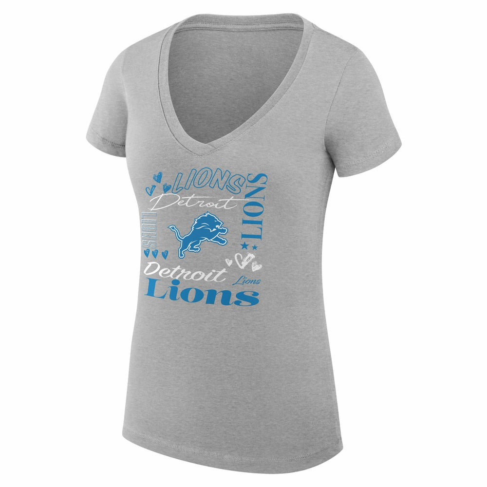 Detroit Lions G-III 4Her by Carl Banks Women's Super-Slim Fit Lightweight Collage Team V-Neck T-Shirt - Heather Gray cheap
