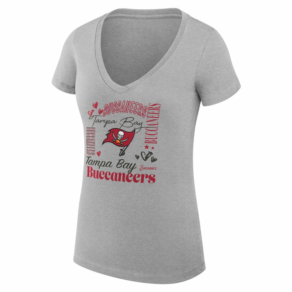 Tampa Bay Buccaneers G-III 4Her by Carl Banks Women's Super-Slim Fit Lightweight Collage Team V-Neck T-Shirt - Heather Gray outlet
