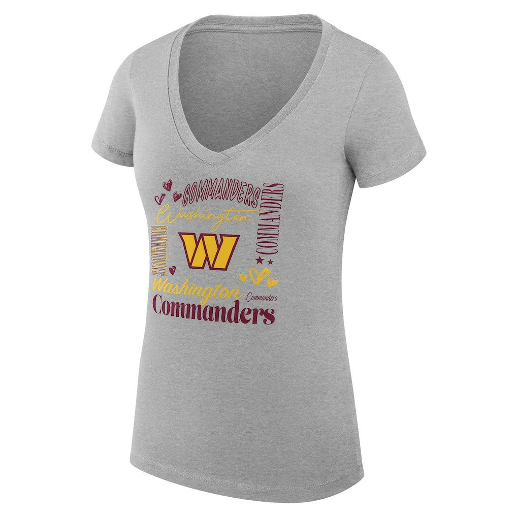 Washington Commanders G-III 4Her by Carl Banks Women's Super-Slim Fit Lightweight Collage Team V-Neck T-Shirt - Heather Gray sale