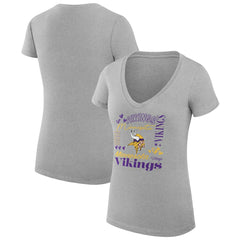 Minnesota Vikings G-III 4Her by Carl Banks Women's Super-Slim Fit Lightweight Collage Team V-Neck T-Shirt - Heather Gray sale