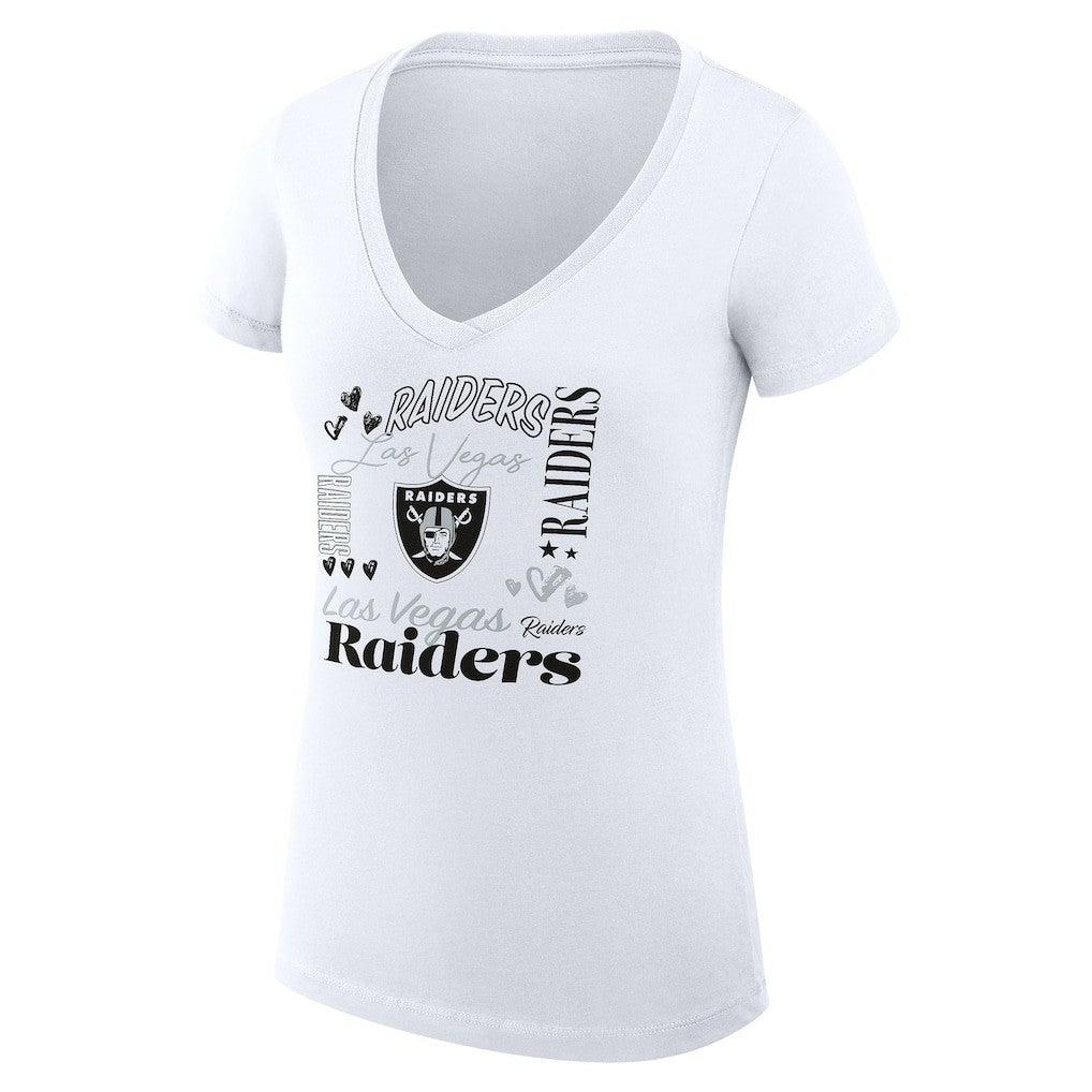 Las Vegas Raiders G-III 4Her by Carl Banks Women's Super-Slim Fit Lightweight Collage Team V-Neck T-Shirt - White outlet