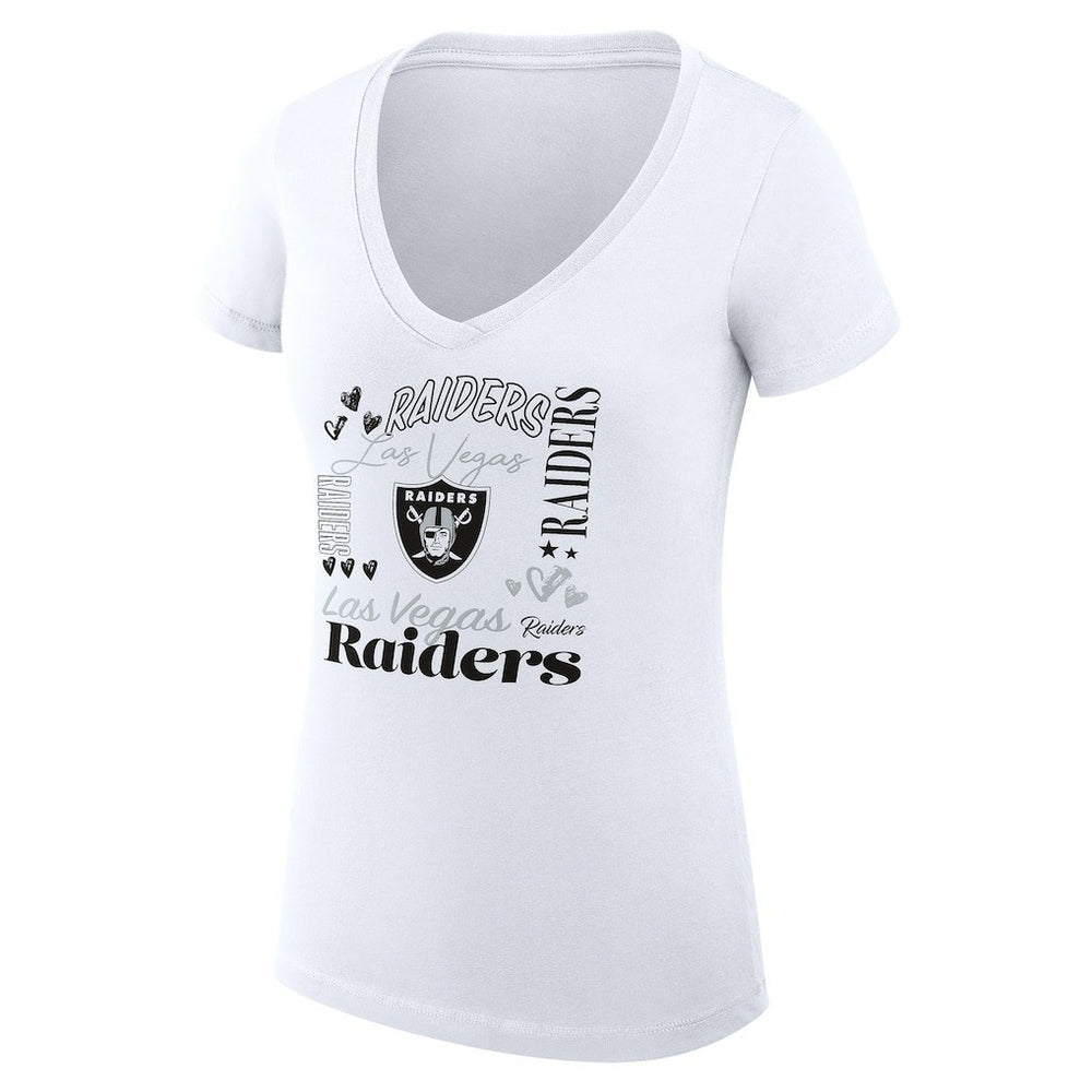 Las Vegas Raiders G-III 4Her by Carl Banks Women's Super-Slim Fit Lightweight Collage Team V-Neck T-Shirt - White outlet