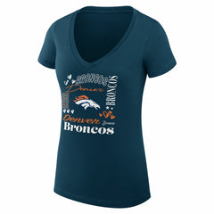 Denver Broncos G-III 4Her by Carl Banks Women's Super-Slim Fit Lightweight Collage Team V-Neck T-Shirt - Navy discount