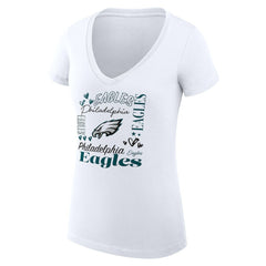 Philadelphia Eagles G-III 4Her by Carl Banks Women's Super-Slim Fit Lightweight Collage Team V-Neck T-Shirt - White cheap