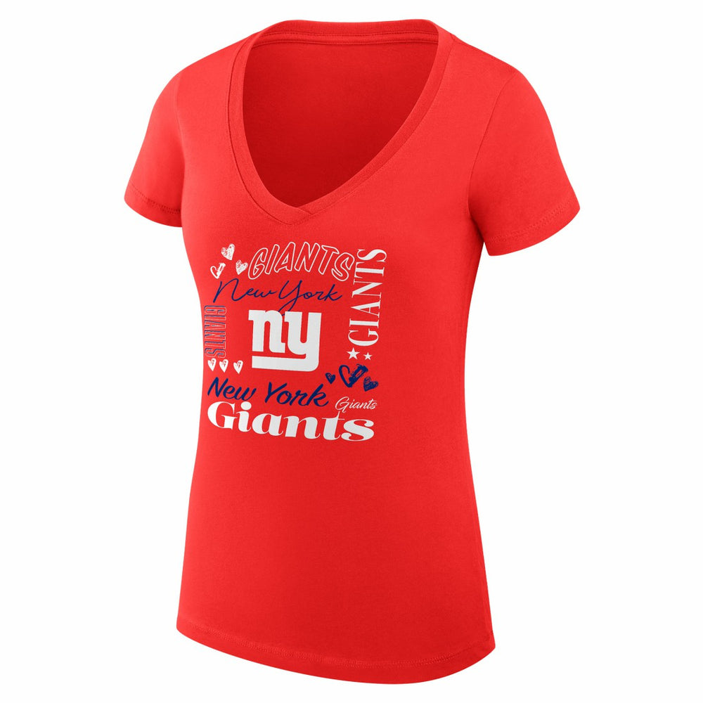 New York Giants G-III 4Her by Carl Banks Women's Super-Slim Fit Lightweight Collage Team V-Neck T-Shirt - Red discount