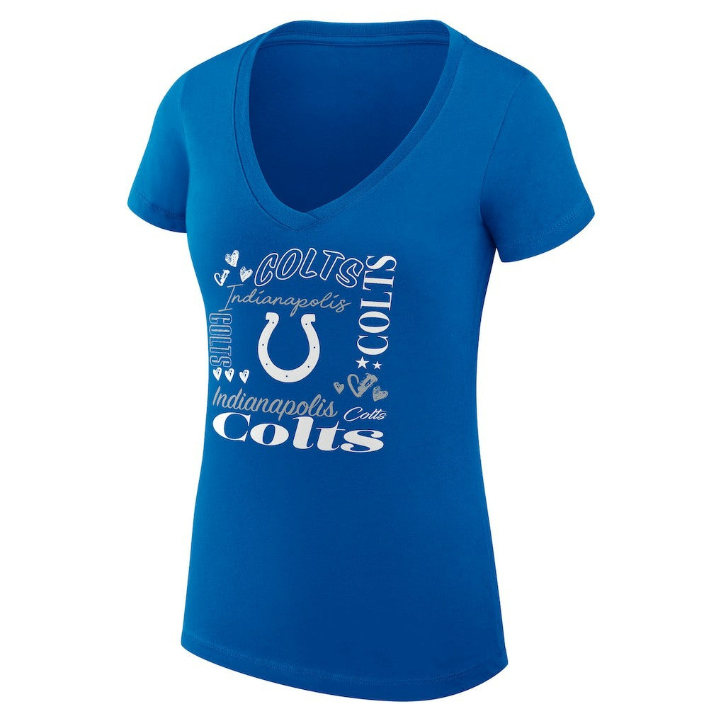 Indianapolis Colts G-III 4Her by Carl Banks Women's Super-Slim Fit Lightweight Collage Team V-Neck T-Shirt - Royal discount