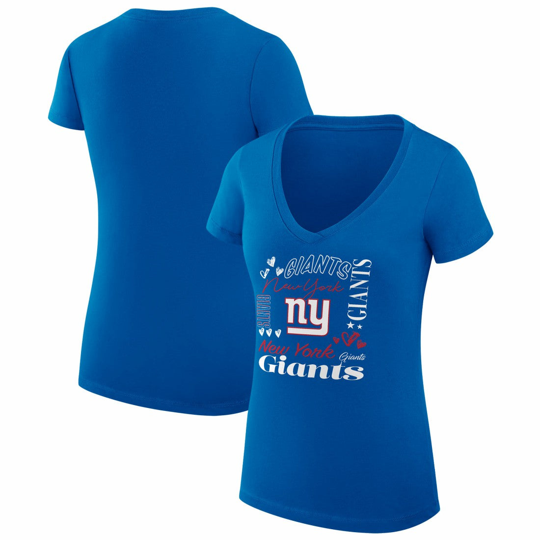 New York Giants G-III 4Her by Carl Banks Women's Super-Slim Fit Lightweight Collage Team V-Neck T-Shirt - Royal for sale