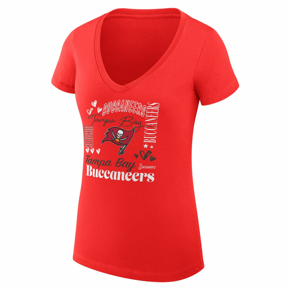 Tampa Bay Buccaneers G-III 4Her by Carl Banks Women's Super-Slim Fit Lightweight Collage Team V-Neck T-Shirt - Red discount