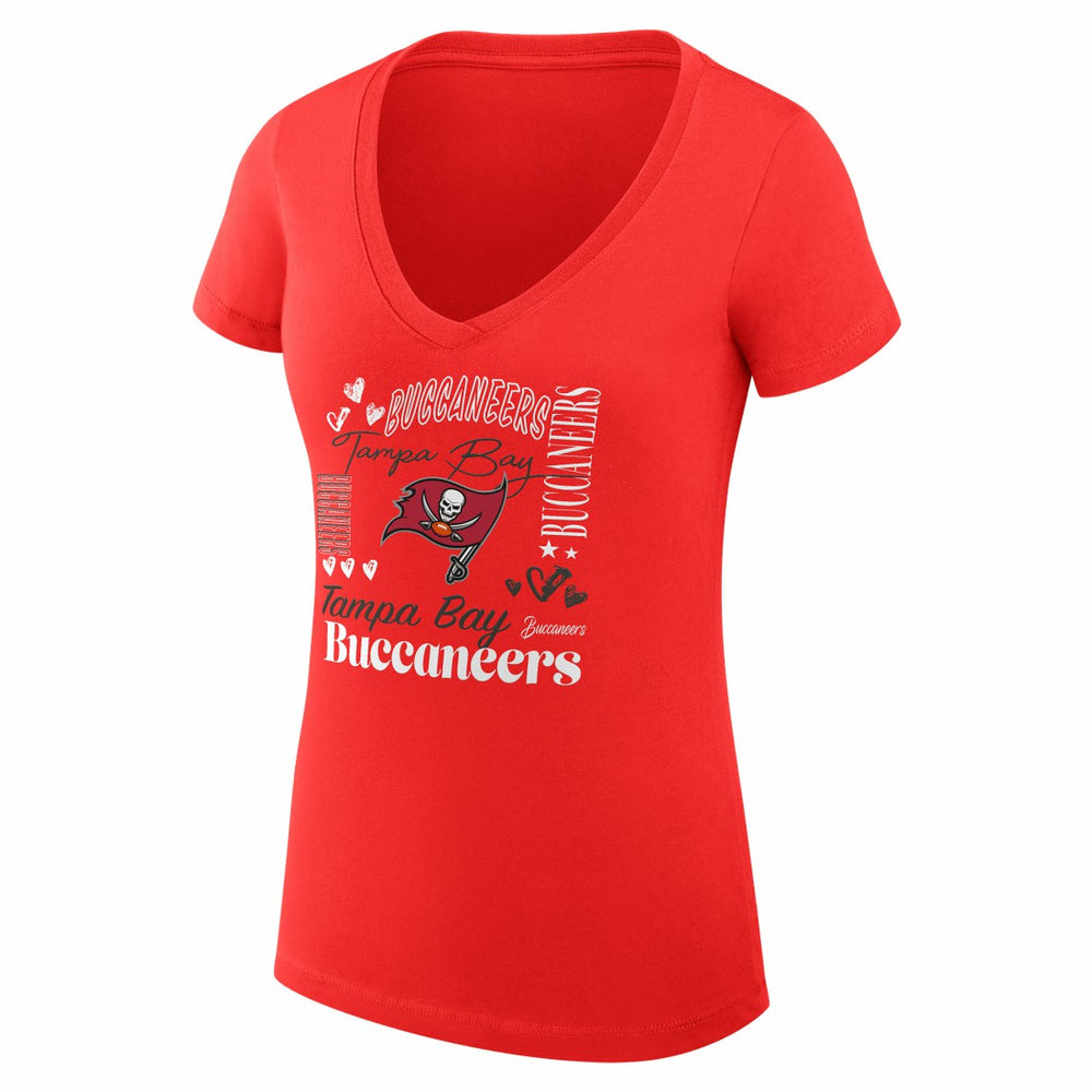 Tampa Bay Buccaneers G-III 4Her by Carl Banks Women's Super-Slim Fit Lightweight Collage Team V-Neck T-Shirt - Red discount