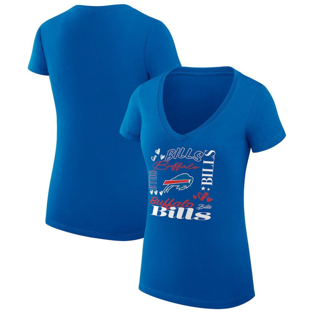 Buffalo Bills G-III 4Her by Carl Banks Women's Super-Slim Fit Lightweight Collage Team V-Neck T-Shirt - Royal discount