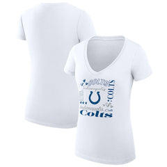 Indianapolis Colts G-III 4Her by Carl Banks Women's Super-Slim Fit Lightweight Collage Team V-Neck T-Shirt - White on sale