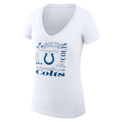 Indianapolis Colts G-III 4Her by Carl Banks Women's Super-Slim Fit Lightweight Collage Team V-Neck T-Shirt - White on sale