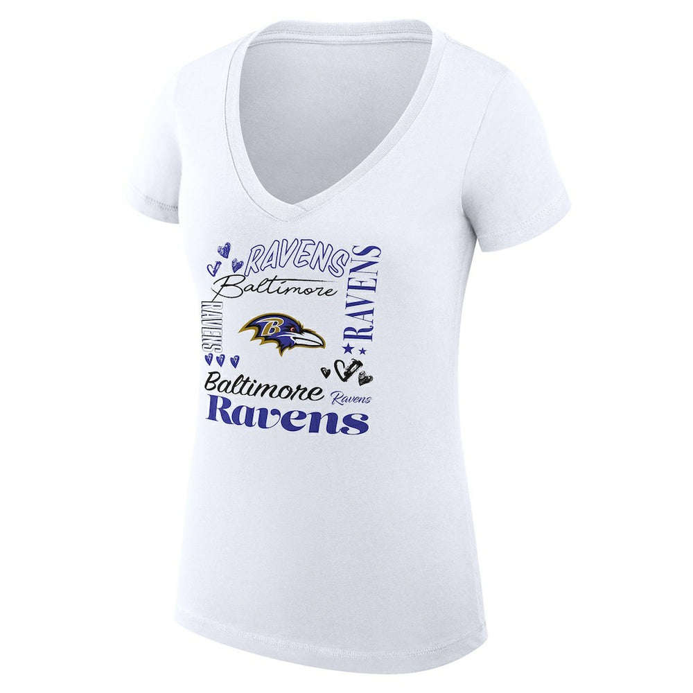 Baltimore Ravens G-III 4Her by Carl Banks Women's Super-Slim Fit Lightweight Collage Team V-Neck T-Shirt - White online