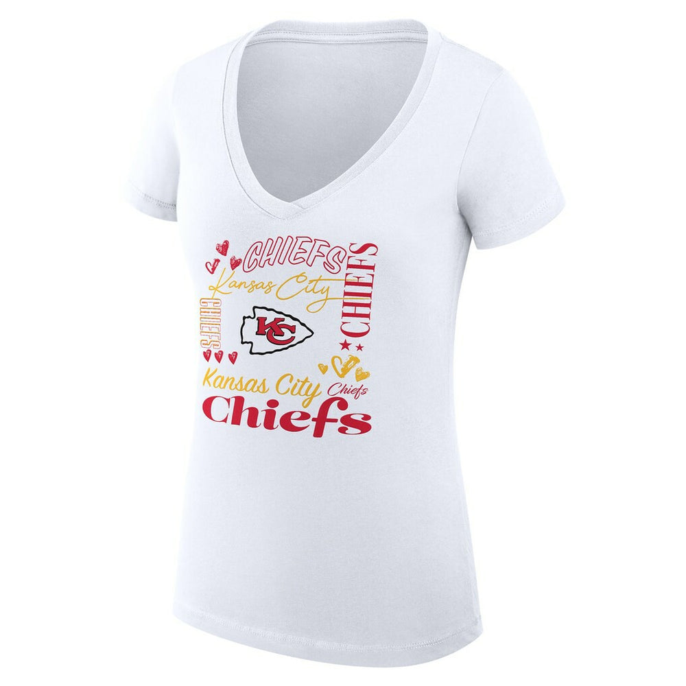 Kansas City Chiefs G-III 4Her by Carl Banks Women's Super-Slim Fit Lightweight Collage Team V-Neck T-Shirt - White online