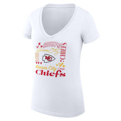 Kansas City Chiefs G-III 4Her by Carl Banks Women's Super-Slim Fit Lightweight Collage Team V-Neck T-Shirt - White online