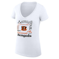 Cincinnati Bengals G-III 4Her by Carl Banks Women's Super-Slim Fit Lightweight Collage Team V-Neck T-Shirt - White online