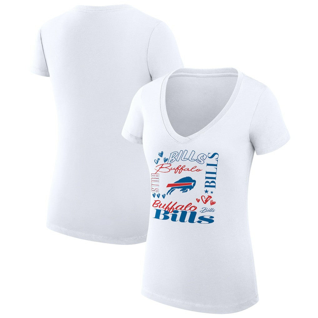 Buffalo Bills G-III 4Her by Carl Banks Women's Super-Slim Fit Lightweight Collage Team V-Neck T-Shirt - White outlet
