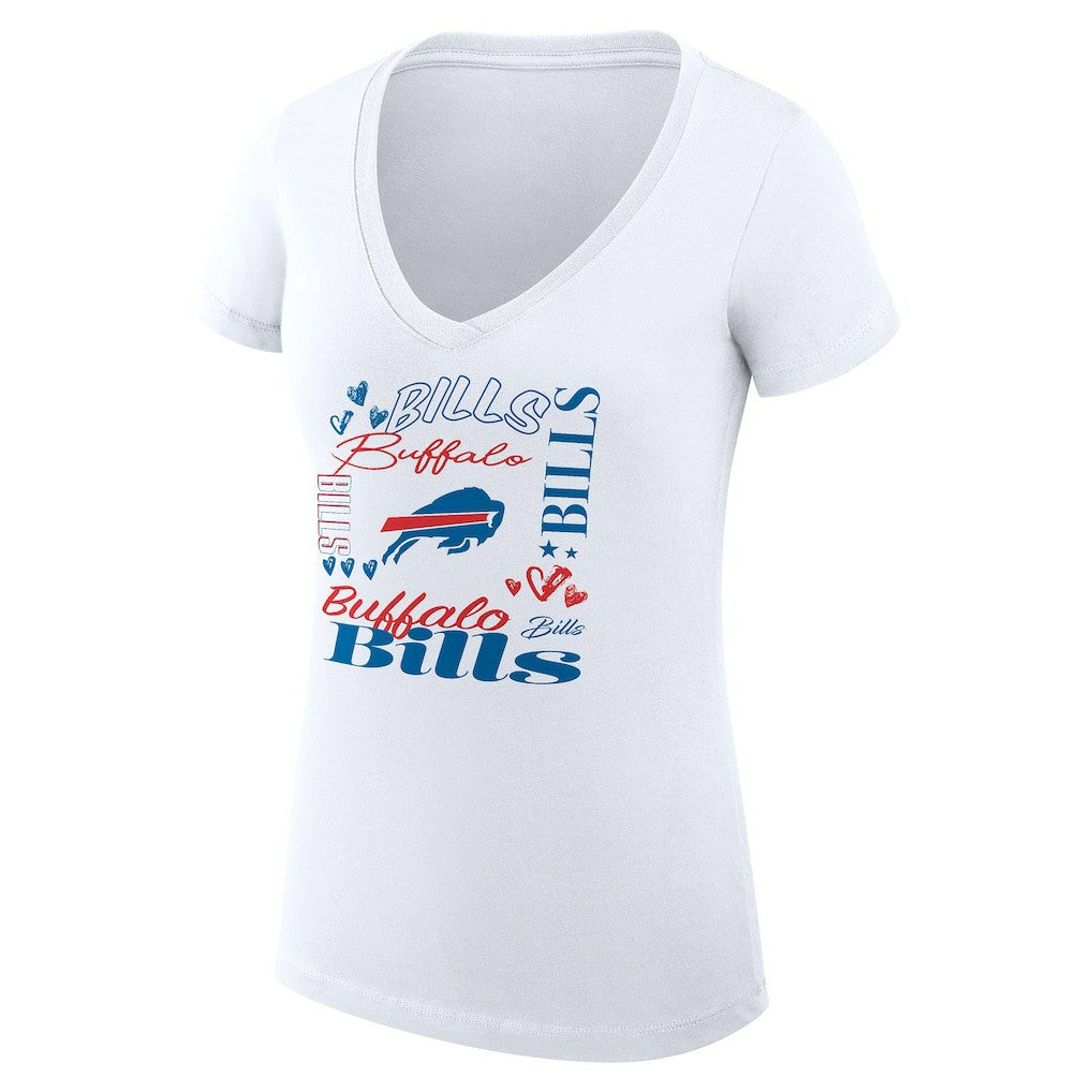 Buffalo Bills G-III 4Her by Carl Banks Women's Super-Slim Fit Lightweight Collage Team V-Neck T-Shirt - White outlet