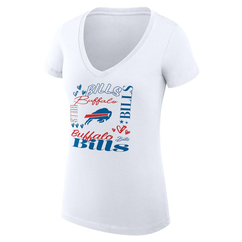 Buffalo Bills G-III 4Her by Carl Banks Women's Super-Slim Fit Lightweight Collage Team V-Neck T-Shirt - White outlet
