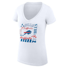 Buffalo Bills G-III 4Her by Carl Banks Women's Super-Slim Fit Lightweight Collage Team V-Neck T-Shirt - White outlet