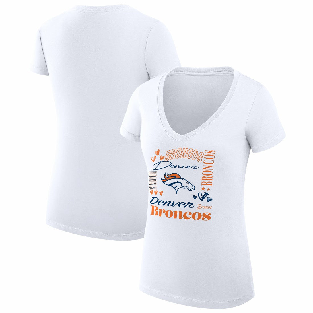 Denver Broncos G-III 4Her by Carl Banks Women's Super-Slim Fit Lightweight Collage Team V-Neck T-Shirt - White cheap