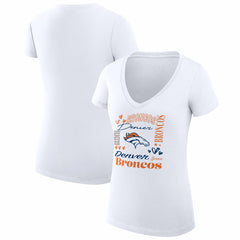 Denver Broncos G-III 4Her by Carl Banks Women's Super-Slim Fit Lightweight Collage Team V-Neck T-Shirt - White cheap