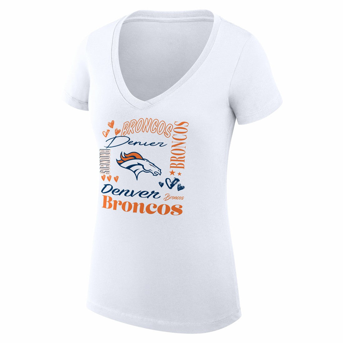 Denver Broncos G-III 4Her by Carl Banks Women's Super-Slim Fit Lightweight Collage Team V-Neck T-Shirt - White cheap