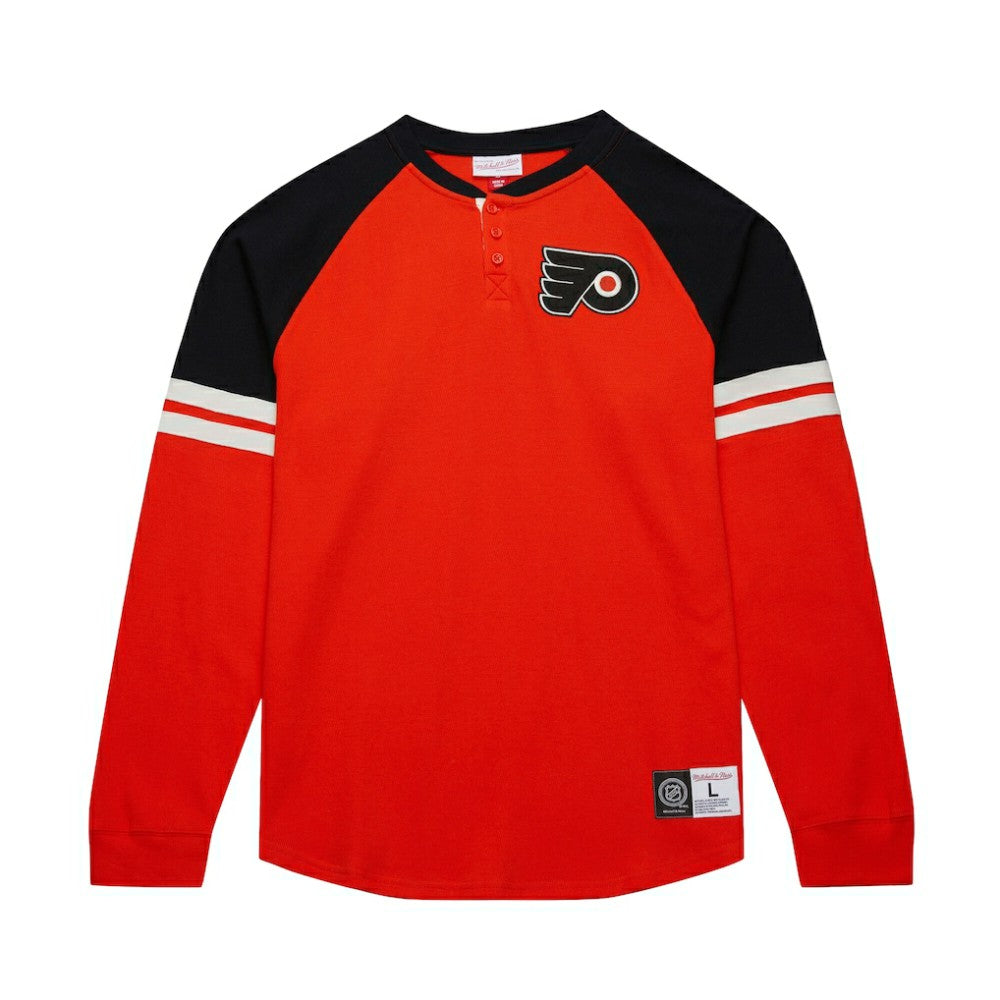 Philadelphia Flyers Mitchell & Ness Thermal Henley Long Sleeve T-Shirt Orange