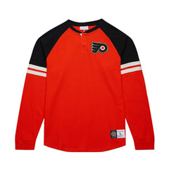 Philadelphia Flyers Mitchell & Ness Thermal Henley Long Sleeve T-Shirt Orange