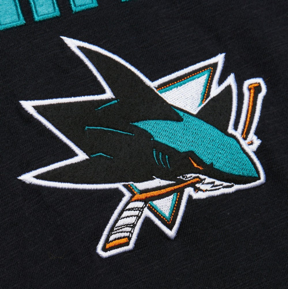 San Jose Sharks Mitchell & Ness Legendary Slub Raglan Long Sleeve T-Shirt Black/Teal